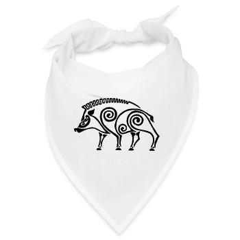 schwarzer keltischer Eber - Bandana - Weiß - Vorne