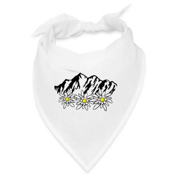 Berge und Edelweiss - Bandana - Weiß - Vorne