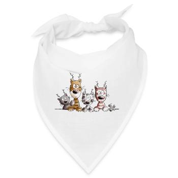 Rentier Katzen I Weihnachten Katze I Merry X-Mas - Bandana - Weiß - Vorne