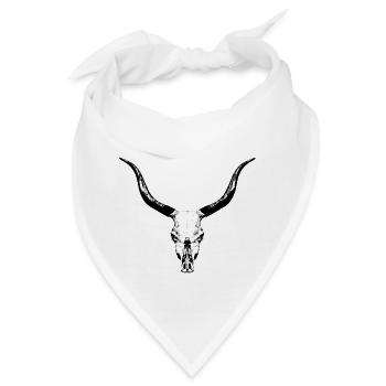 Rinderschädel / Knochenschädel von einem Stier - Bandana - Weiß - Vorne