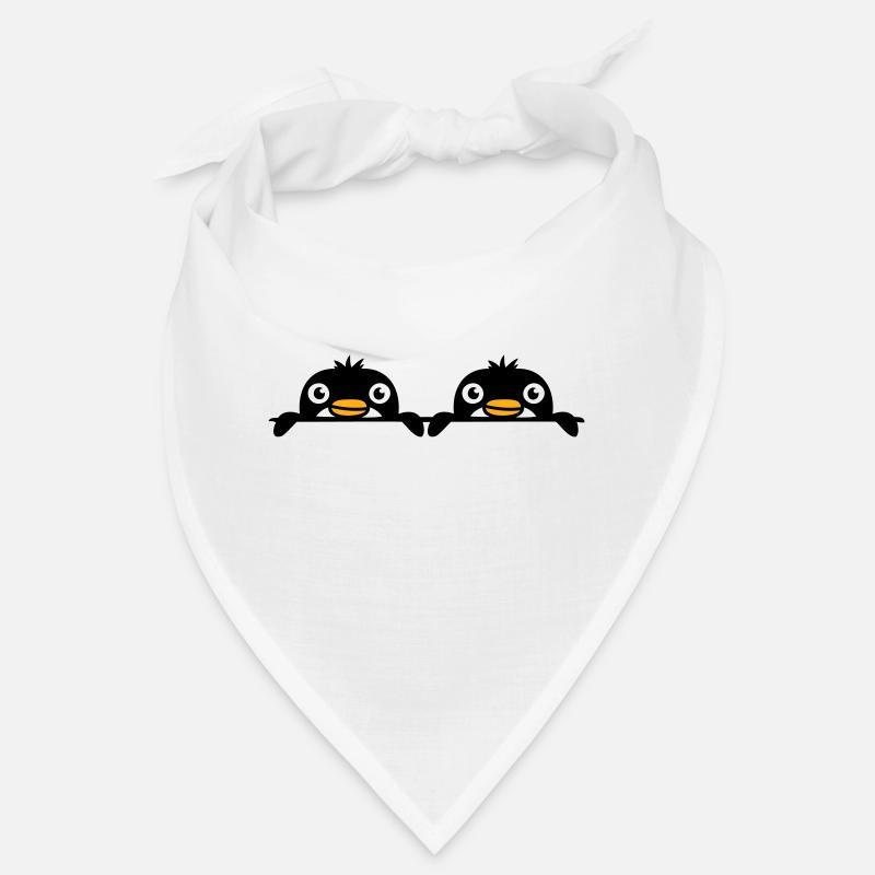 2 Pinguine Freunde gucken hinter Mauer hervor Team Bandana