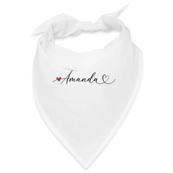 Amanda Name Vorname Kalligrafieherz - Bandana - Weiß - Vorne