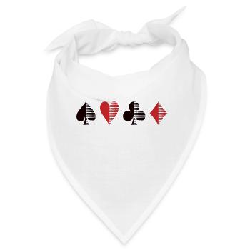 Kartensymbole Pik, Herz, Kreuz, Karo - Bandana - Weiß - Vorne