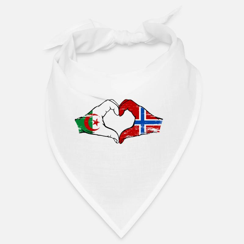 Algérie Norvège Drapeau Mains Coeur Forme Utilisé Bandana