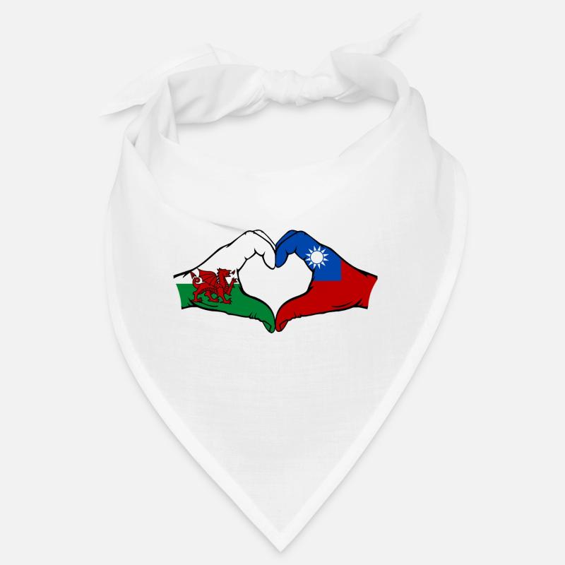 Pays de Galles Taiwan Drapeau Mains Coeur Forme Bandana