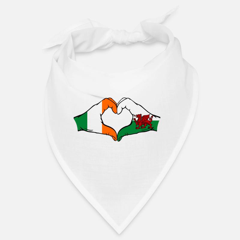 Ireland Wales Flag Hands Heart Shape Bandana