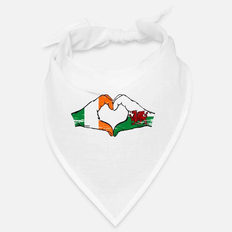 Irlande Pays de Galles Drapeau Mains Coeur Forme Utilisé Bandana