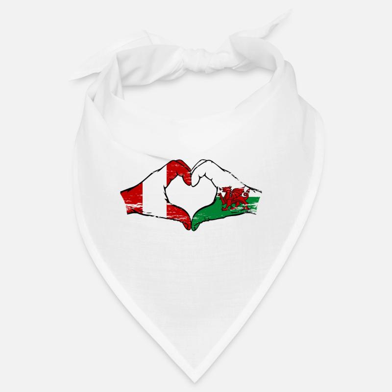 Pérou Pays de Galles drapeau mains forme de coeur utilisé Bandana