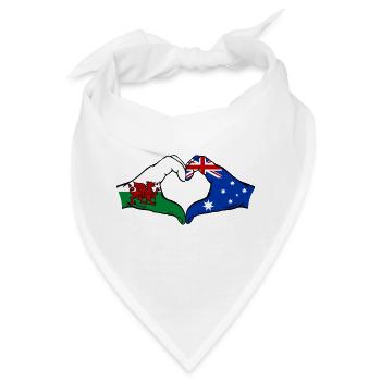 Wales Australien Flagge Hände Herzform - Bandana - Weiß - Vorne