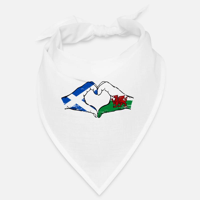 Ecosse Pays de Galles Drapeau Mains Coeur Forme Utilisé Bandana