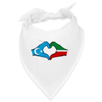 Uiguren Tatarstan Flagge Hände Herzform - Bandana - Weiß - Vorne