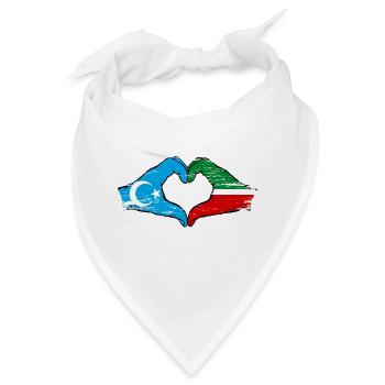 Uiguren Tatarstan Flagge Hände Herzform used - Bandana - Weiß - Vorne