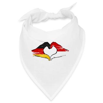 Deutschland Monaco Flagge Haende Herzform used - Bandana - Weiß - Vorne