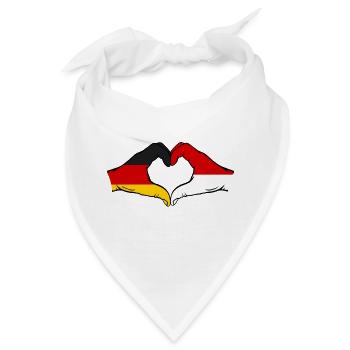 Deutschland Monaco Flagge Haende Herzform - Bandana - Weiß - Vorne