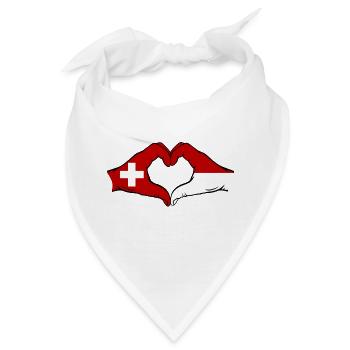 Schweiz Monaco Flagge Hände Herzform - Bandana - Weiß - Vorne
