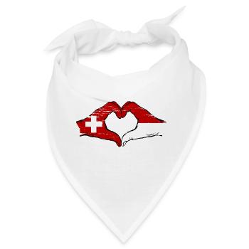 Schweiz Monaco Flagge Hände Herzform used - Bandana - Weiß - Vorne