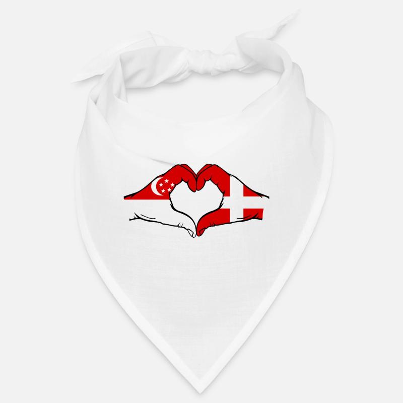 Singapour Danemark drapeau mains forme coeur Bandana