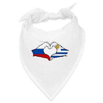 Russland Uruguay Flagge Hände Herzform - Bandana - Weiß - Vorne