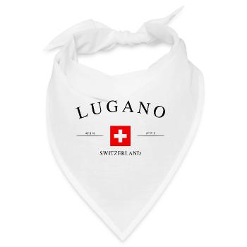 Lugano Schweiz – Urlaub Souvenir & Geschenk - Bandana - Weiß - Vorne