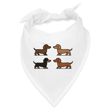 Niedlicher Dackel-Hund-Illustration minimalistischer Stil - Bandana - Weiß - Vorne