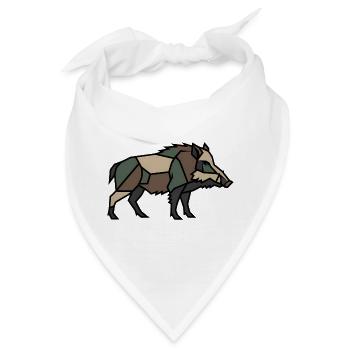 Geometrisches Wildschwein Low Poly - Bandana - Weiß - Vorne