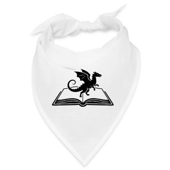 Drache auf Buch Fantasy - Bandana - Weiß - Vorne