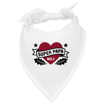 Super Papa Herz Abzeichen - Bandana - Weiß - Vorne