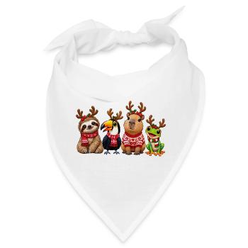 Lustige Weihnachtstiere mit Rentiergeweih - Bandana - Weiß - Vorne