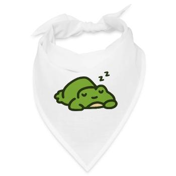 Süßer schlafender grüner Frosch - Bandana - Weiß - Vorne