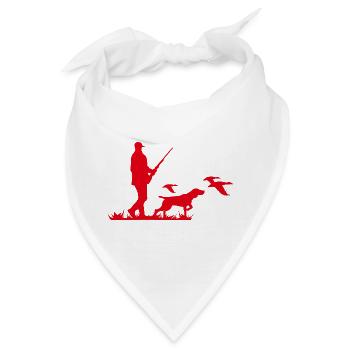 Jäger mit Hund und Wildvögeln - Bandana - Weiß - Vorne