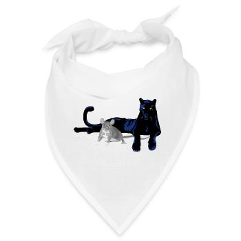 Panther Katze und Maus Duo  - Bandana - Weiß - Vorne