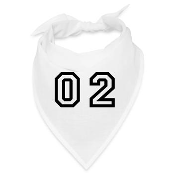 Nummer - 02 - null zwei - Bandana - Weiß - Vorne