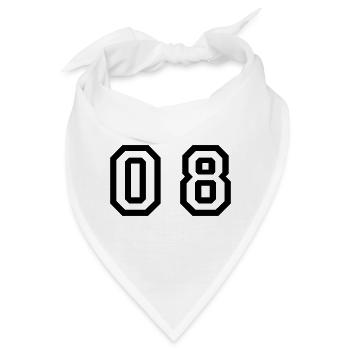 Nummer - 08 - null acht - Bandana - Weiß - Vorne