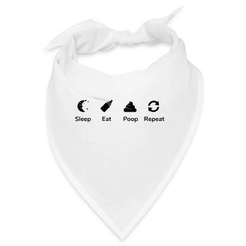Sleep Eat Poop Repeat - Bandana - Weiß - Vorne