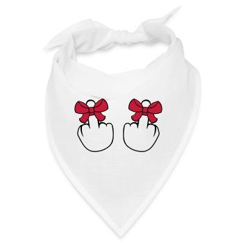 2 haende wichser mittelfinger zeigen beleidigen fi - Bandana - Weiß - Vorne
