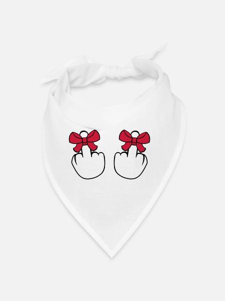 2 hands wanker middle finger show insulting fi - Bandana - white - Front