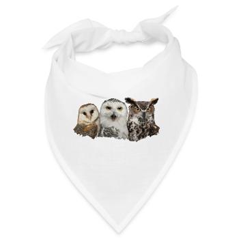 Eulen und Eule - Bandana - Weiß - Vorne