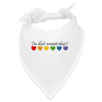 Regenbogenherzchen du bist wunderbar - Bandana - Weiß - Vorne