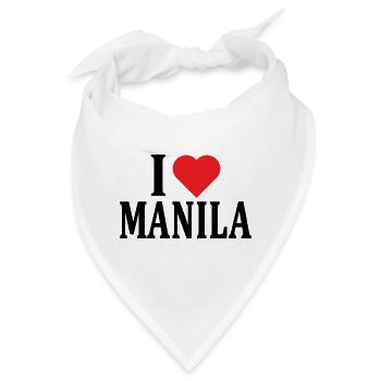 Name T-Shirt I love Manila T-Shirt Geschenkidee - Bandana - Weiß - Vorne