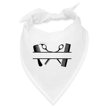 Zwei Kämme und Scheren Textbanner - Bandana - Weiß - Vorne