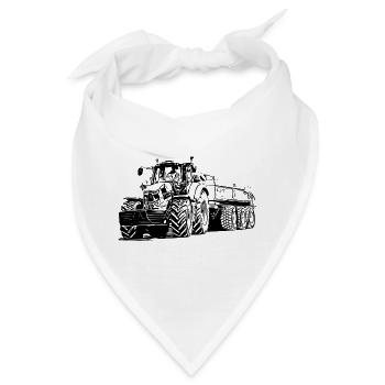 Traktor mit Anhänger - Bandana - Weiß - Vorne