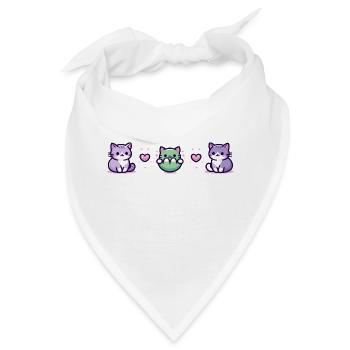 Drei Katzen mit kleinem Herz - Bandana - Weiß - Vorne