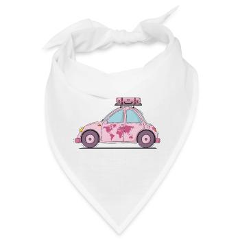 Auto mit Koffer Herz Rosa - Bandana - Weiß - Vorne