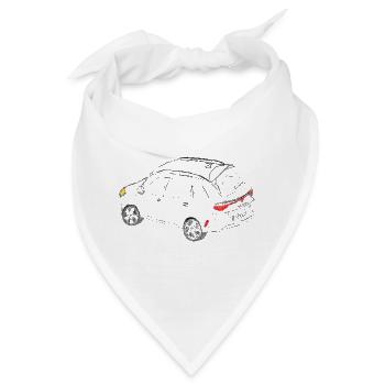 Vintage Auto Farblos gezeichnet  - Bandana - Weiß - Vorne