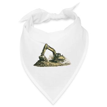 Vintage Bagger Baustelle Baumaschine - Bandana - Weiß - Vorne