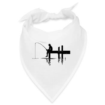 Fischer-Silhouette Natur Minimalistisch - Bandana - Weiß - Vorne