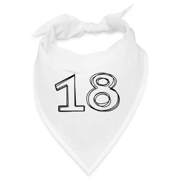 Zahl 18 handgezeichnet - Bandana - Weiß - Vorne