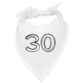 Zahl 30 handgezeichnet - Bandana - Weiß - Vorne