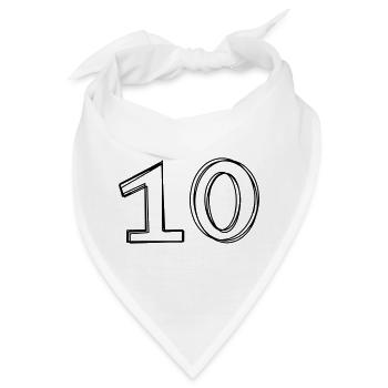 Zahl 10 handgezeichnet - Bandana - Weiß - Vorne