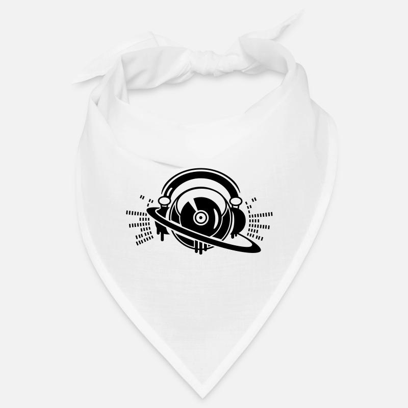 DJ- Plattenpult mit Kopfhörer Logo Bandana
